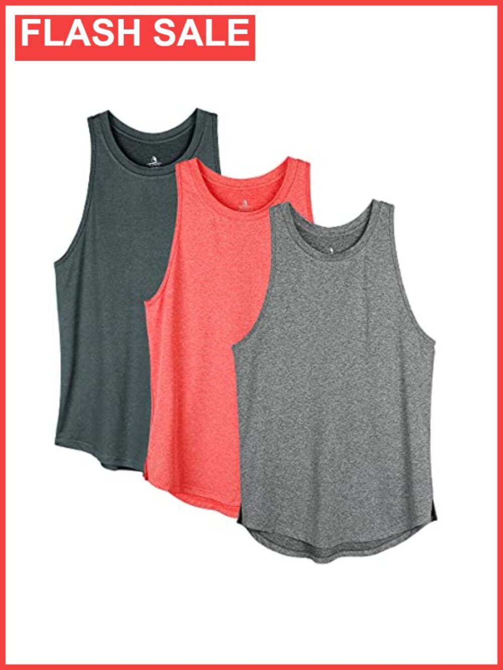 icyzone Women's 3 Pack Curved Hem Racerback Workout Tank Tops